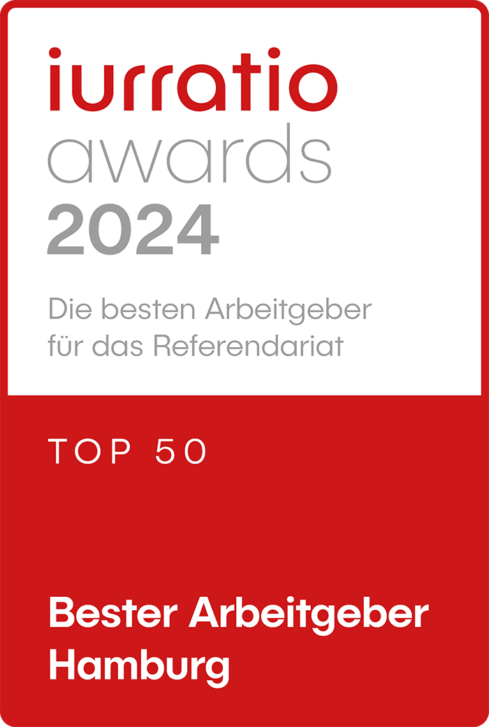 iurratio awards 2024 – Die besten Arbeitgeber für das Referendariat – Top 50 – Bester Arbeitgeber Hamburg